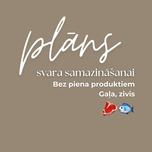 Plāns svara samazināšanai, bez piena produktiem, satur gaļu, zivis 🐟🥩